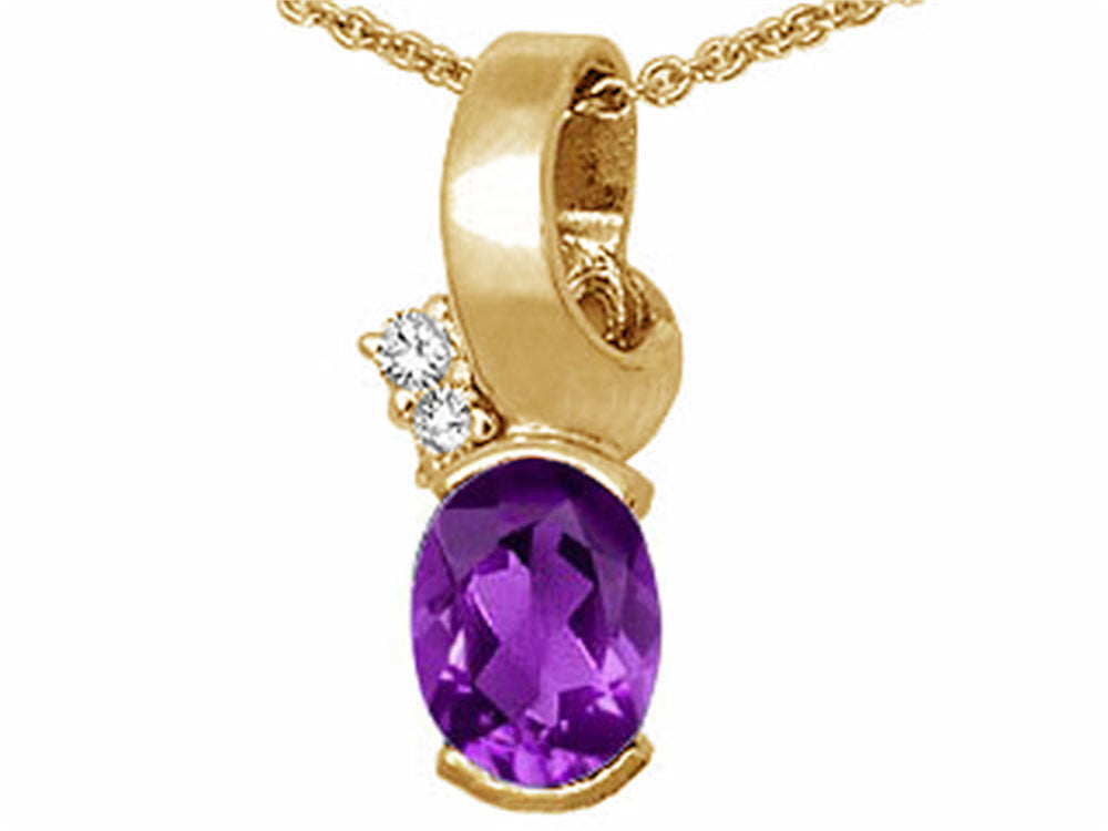 Tommaso Design™ Oval 8x6 mm Genuine Amethyst Pendant Necklace
