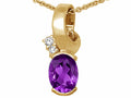 Tommaso Design™ Oval 8x6 mm Genuine Amethyst Pendant Necklace
