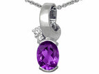 Tommaso Design™ Oval 8x6 mm Genuine Amethyst Pendant Necklace