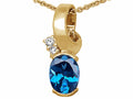 Tommaso Design™ Oval 8x6 mm Genuine Blue Topaz Pendant Necklace