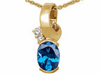 Tommaso Design™ Oval 8x6 mm Genuine Blue Topaz Pendant Necklace