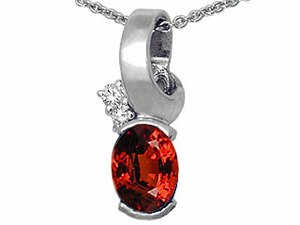 Tommaso Design™ Oval 8x6 mm Genuine Garnet Pendant Necklace
