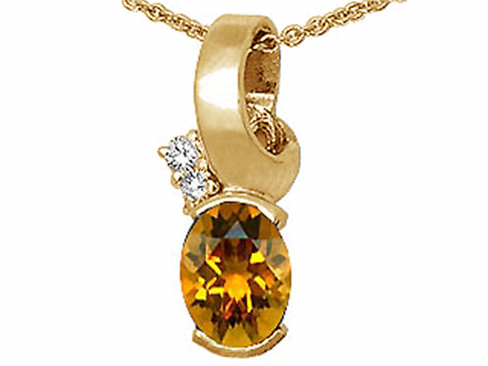 Tommaso Design™ Oval 8x6 mm Genuine Citrine Pendant Necklace