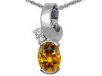 Tommaso Design™ Oval 8x6 mm Genuine Citrine Pendant Necklace