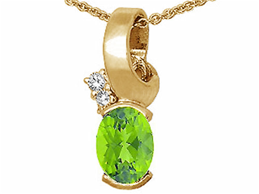 Tommaso Design™ Oval 8x6 mm Genuine Peridot Pendant Necklace