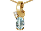 Tommaso Design™ Oval 8x6 mm Genuine Aquamarine Pendant Necklace