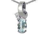 Tommaso Design™ Oval 8x6 mm Genuine Aquamarine Pendant Necklace