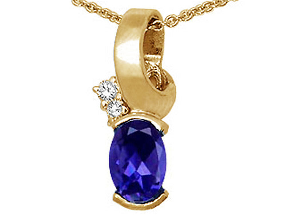 Tommaso Design™ Oval 8x6 mm Genuine Iolite Pendant Necklace