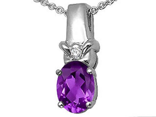 Tommaso Design™ Oval 8x6 mm Genuine Amethyst Pendant Necklace