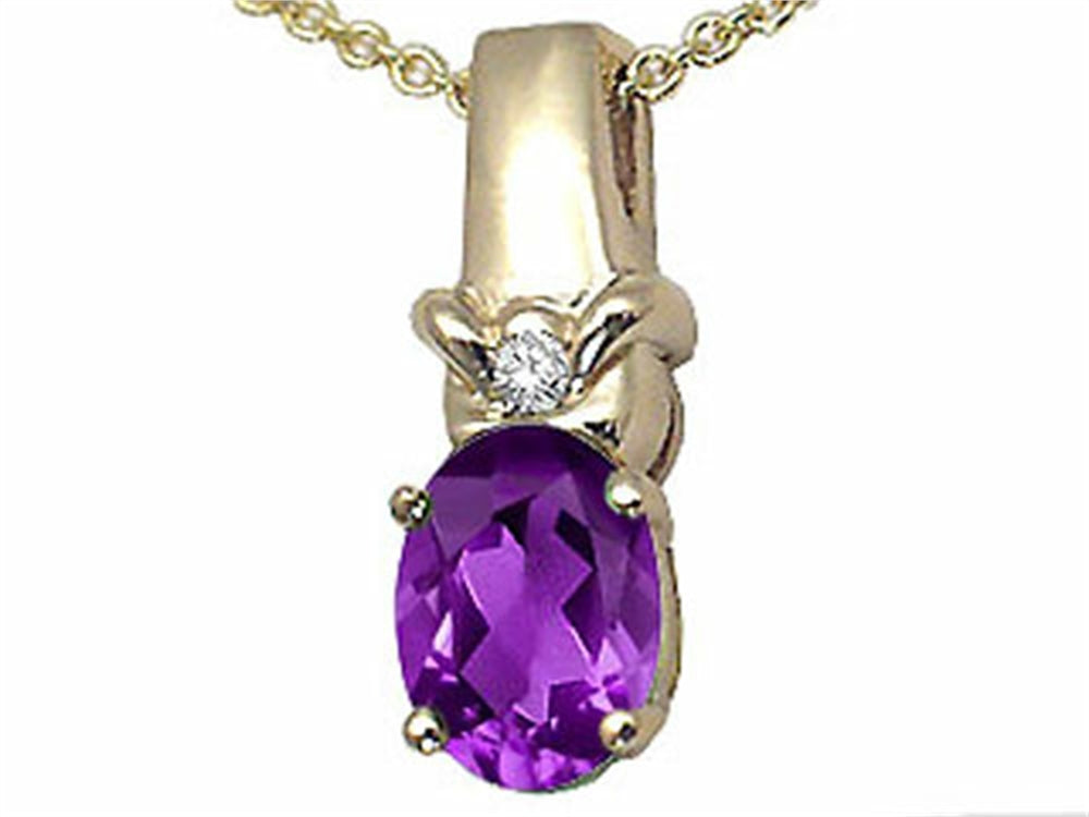 Tommaso Design™ Oval 8x6 mm Genuine Amethyst Pendant Necklace
