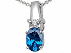 Tommaso Design™ Oval 8x6 mm Genuine Blue Topaz Pendant Necklace