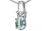 Tommaso Design™ Oval 8x6 mm Genuine Aquamarine Pendant Necklace