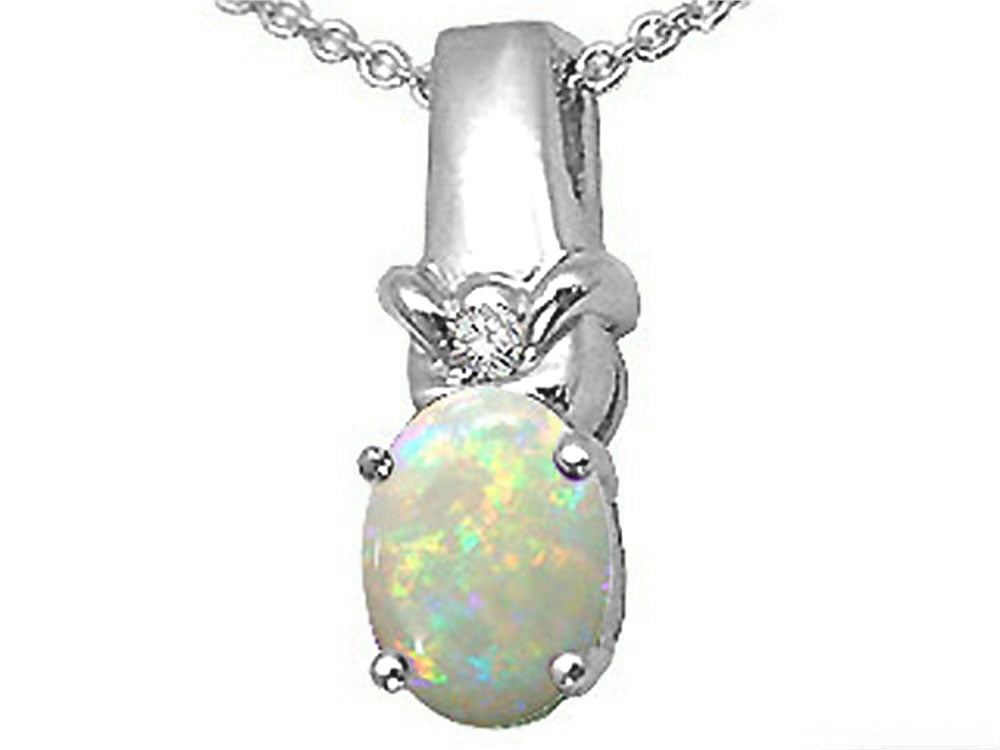 Tommaso Design™ Oval 8x6 mm Genuine Opal Pendant Necklace
