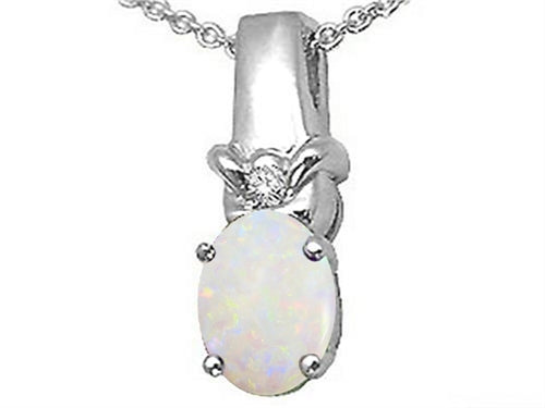 Tommaso Design™ Oval 8x6 mm Genuine Opal Pendant Necklace