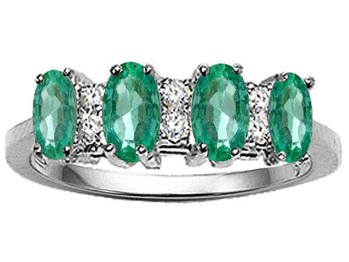 Tommaso Design™ Genuine 4 Stone Emerald Ring