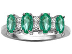 Tommaso Design™ Genuine 4 Stone Emerald Ring