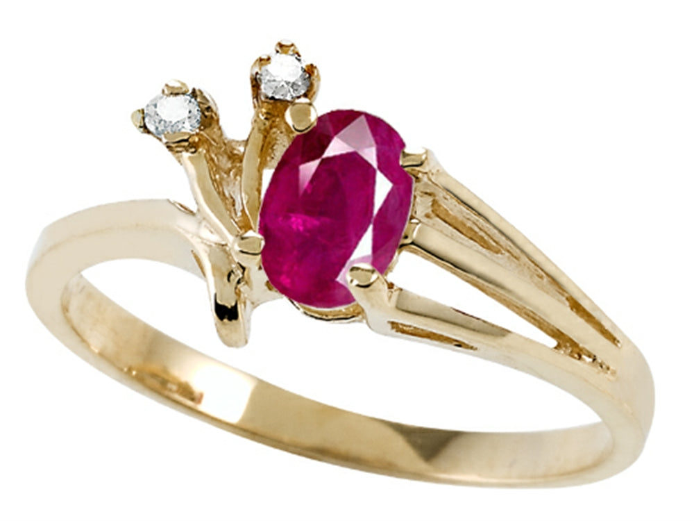 Tommaso Design™ Genuine Ruby and Diamond Ring