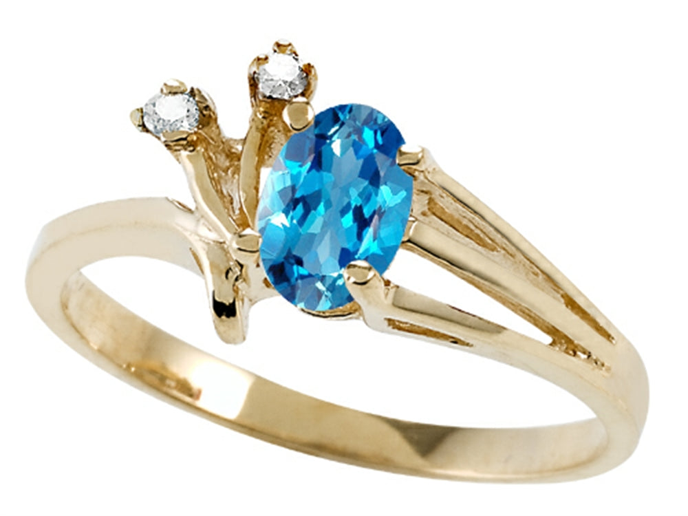 Tommaso Design™ Oval 6x4mm Genuine Blue Topaz Ring
