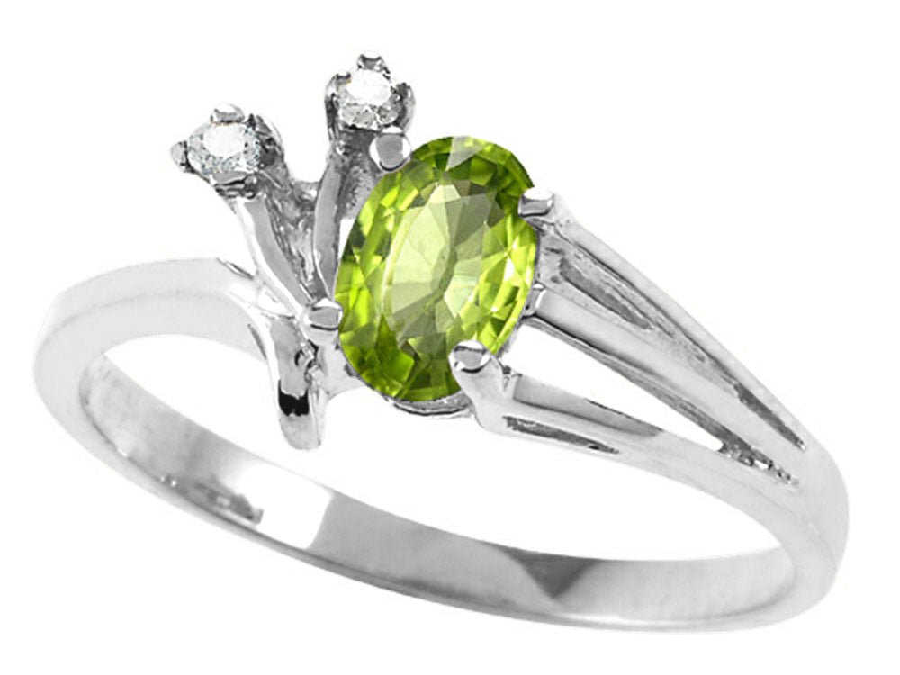 Tommaso Design™ Oval 6x4mm Genuine Peridot Ring