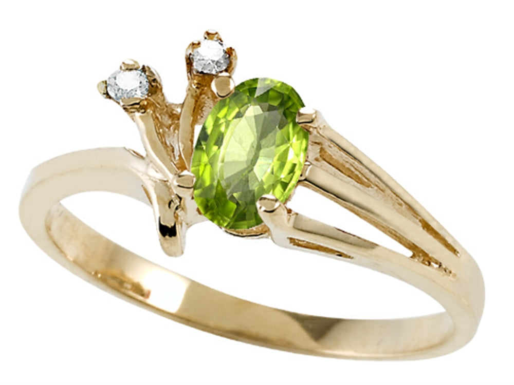 Tommaso Design™ Oval 6x4mm Genuine Peridot Ring