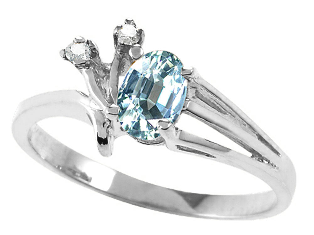 Tommaso Design™ Genuine Aquamarine Ring