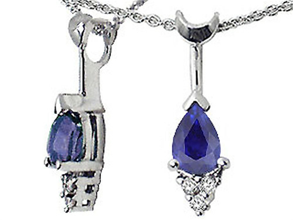 Tommaso Design™ Pear Shape 7x5mm Genuine Sapphire Pendant Necklace