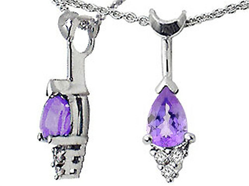 Tommaso Design™ Pear Shape 7x5mm Genuine Tanzanite Pendant Necklace