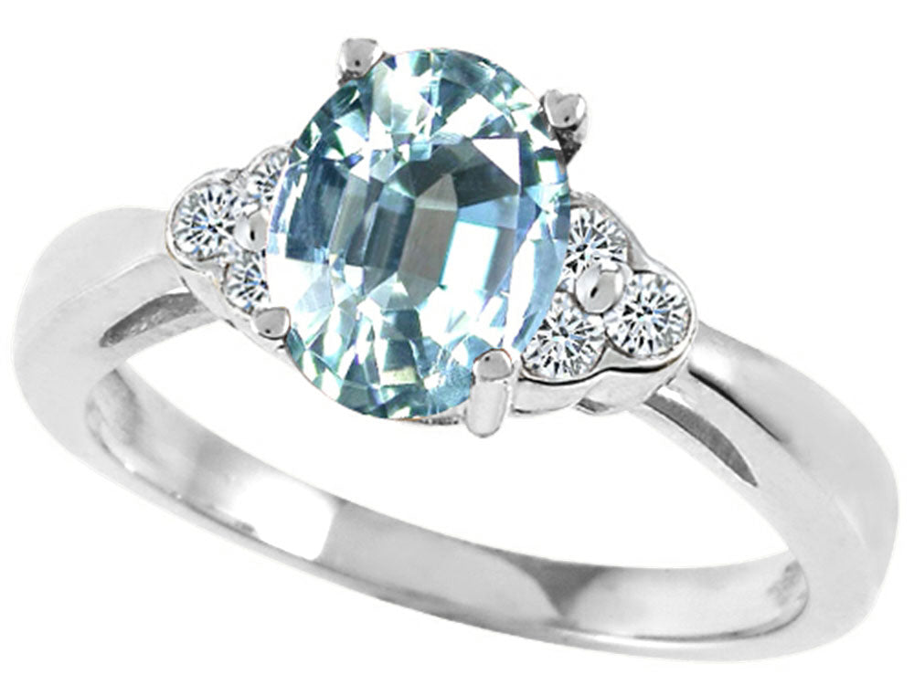 Tommaso Design™ Genuine Aquamarine Ring