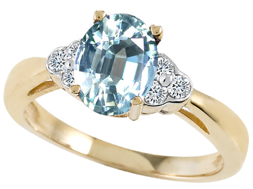 Tommaso Design™ Genuine Aquamarine Ring
