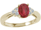 Tommaso Design™ Genuine Ruby Oval 7x5mmand Diamond Ring