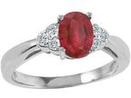 Tommaso Design™ Genuine Ruby Oval 7x5mmand Diamond Ring