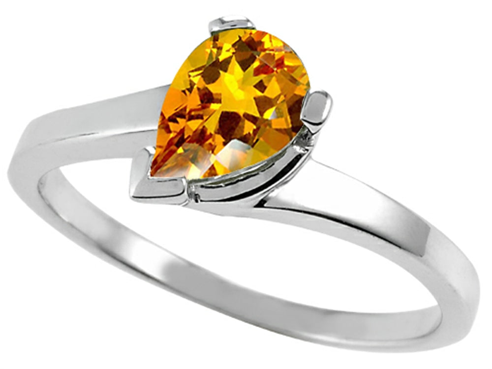 Tommaso Design™ Pear Shape 7x5mm Genuine Citrine Ring