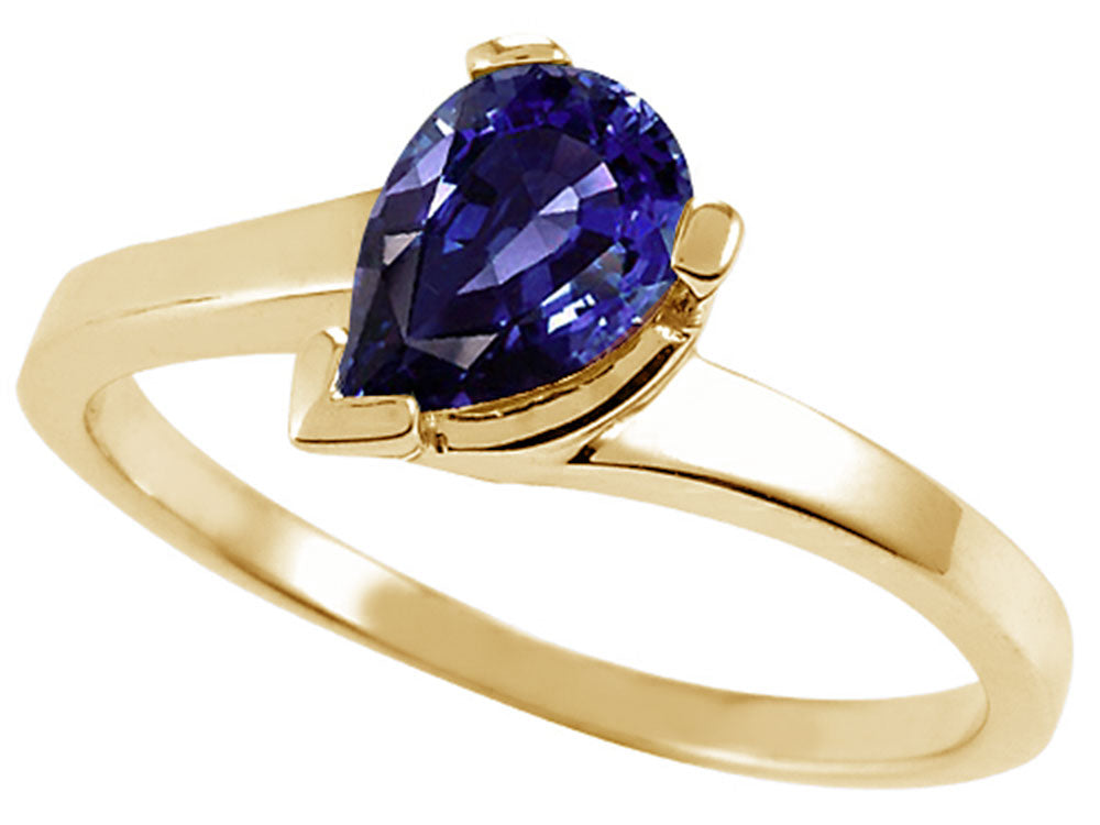 Tommaso Design™ Pear Shape 7x5mm Genuine Iolite Ring