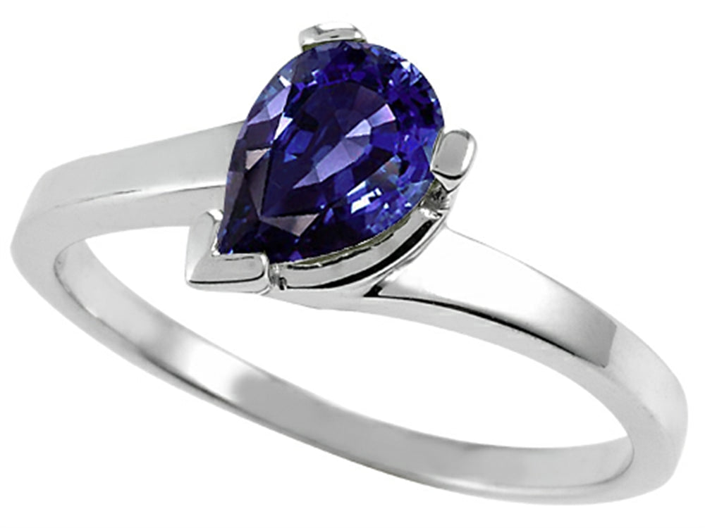 Tommaso Design™ Pear Shape 7x5mm Genuine Iolite Ring