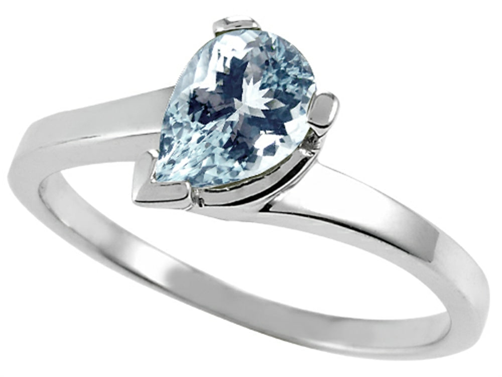 Tommaso Design™ Genuine Aquamarine Ring