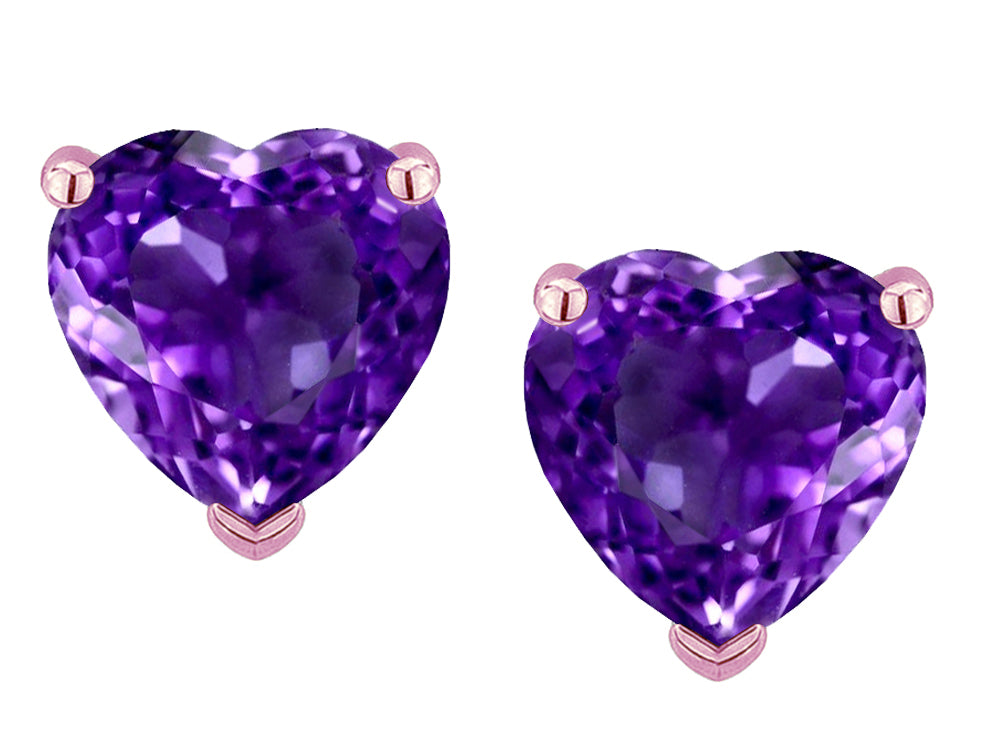 Star K™ Heart Shape 6mm Genuine Amethyst Earrings Studs