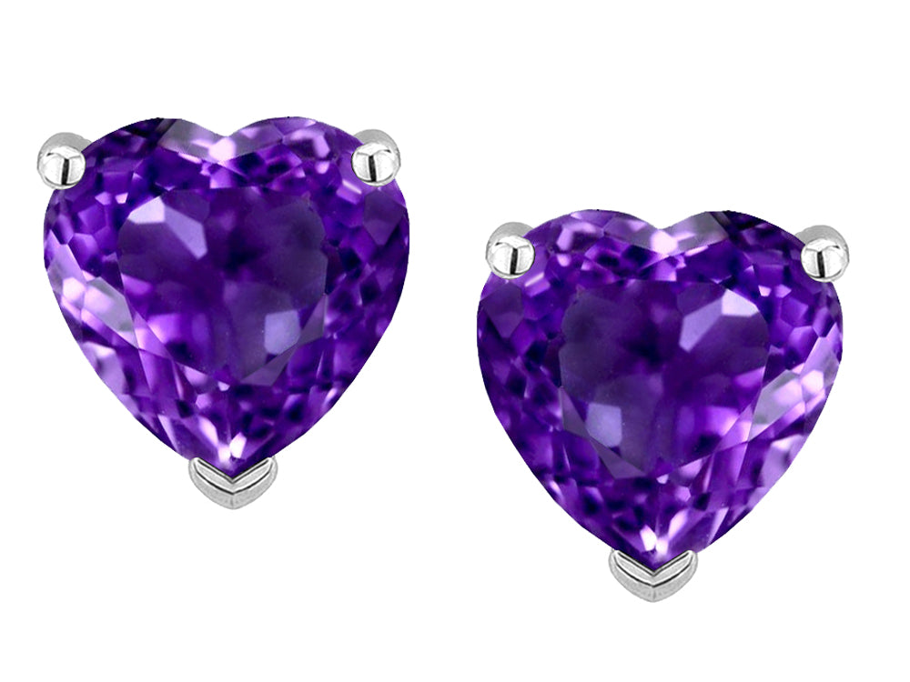 Star K™ Heart Shape 6mm Genuine Amethyst Earrings Studs