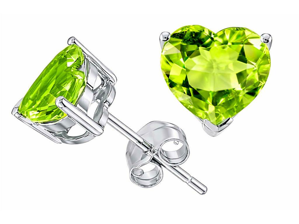 Tommaso Design™ Heart Shape 6mm Genuine Peridot Earrings Studs