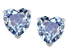 Star K™ Heart Shape 6mm Simulated Aquamarine Earrings Studs