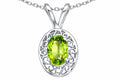 Tommaso Design™ Genuine Peridot Oval 6x4mm Pendant Necklace
