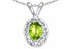 Tommaso Design™ Genuine Peridot Oval 6x4mm Pendant Necklace