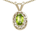 Star K Genuine Peridot Oval 6x4mm Pendant Necklace