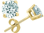 Tommaso Design™ Round Genuine Aquamarine Earrings Studs