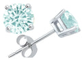 Tommaso Design™ Round Genuine Aquamarine Earrings Studs