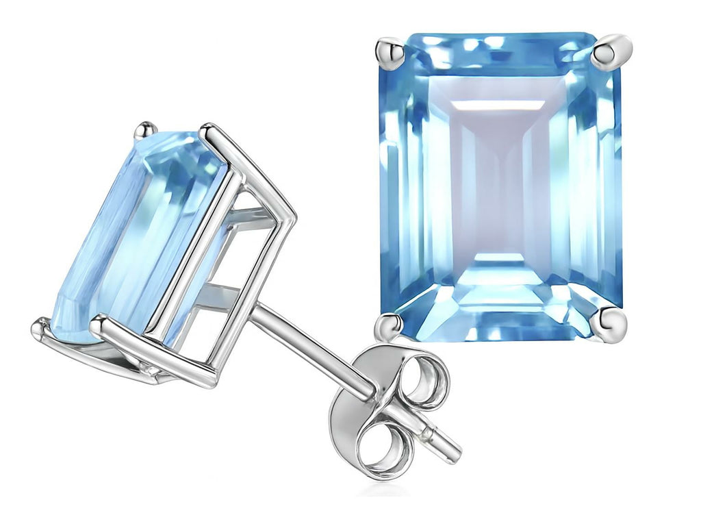 Tommaso Design™ Simulated Emerald Cut Aquamarine Earrings