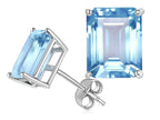 Tommaso Design™ Simulated Emerald Cut Aquamarine Earrings
