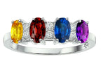 Star K™  14kt Gold Genuine 4 Birthstone 5x3mm Mothers Ring