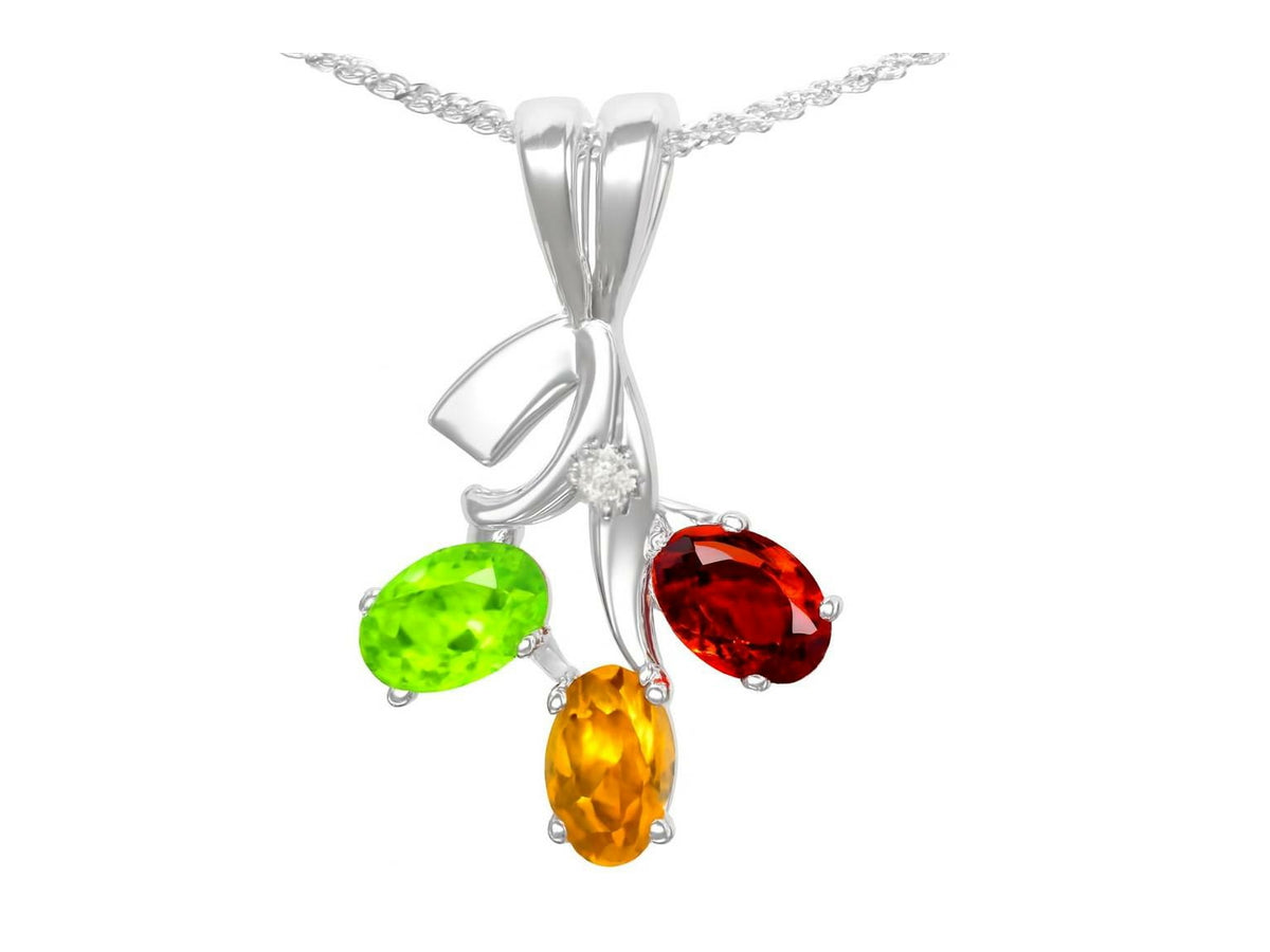 Star K™  14kt Gold 3 Stone Mothers Pendant Necklace