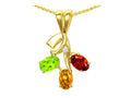 Star K™  14kt Gold 3 Stone Mothers Pendant Necklace