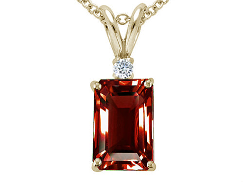 Tommaso Design™ Emerald Cut 8x6mm Genuine Garnet Pendant Necklace